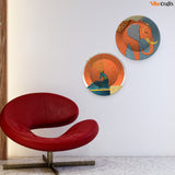 Modern Art of Elephant Wall Hanging Plates of Two Pieces