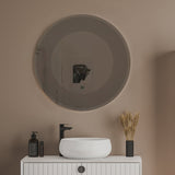 Semi-Spiral Round LED Bathroom Mirror