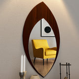  Designer Leaf Shape Decorative Wooden Wall Mirror