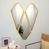 Modern Diamond Shape Vanity Mirrors Set of 3 with Golden Finish Frame