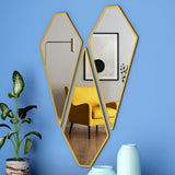 Shape Vanity Mirrors Set of 3 with Golden Finish Frame