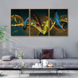  Feathers and Butterflies Premium Floating Canvas Wall Painting Set of Three