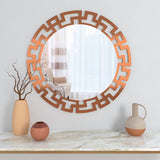 Modern Geometric Design Copper Finish Circular Vanity Mirror