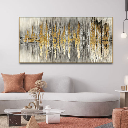 Golden Abstract Design Premium Canvas Wall Painting