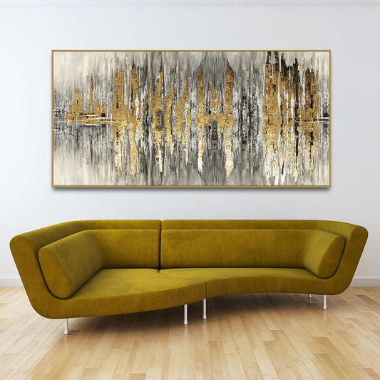 Modern Golden Abstract Design Premium Canvas Wall Painting