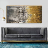 Golden Abstract Textured Premium Canvas Wall Painting