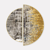 Golden Abstract Textured Semi Circle Frames Set Of 2