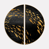  Golden Fish Texture Art Semi Circle Frames Set Of 2