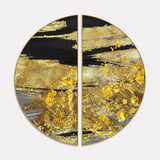 Modern Golden Texture Art Semi Circle Frames Set Of 2