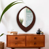 Modern Leaf Shape Designer Decorative Art Wooden Wall Mirror