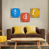 Modern Warli Art Wall Hanging Painting Set of Three