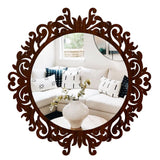  Round Shape Mirror with Wood Frame