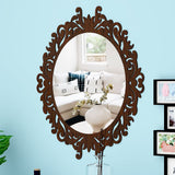 Motif Design Round Shape Mirror with Wood Frame
