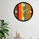 Multi Color Wooden Texture Printed Designer Wall Clock