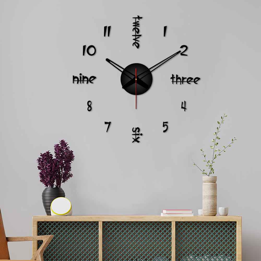Number with Words Big Size 3D Infinity Wall Clock