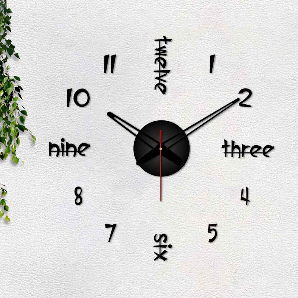 Number with Words Big Size 3D Infinity Wall Clock