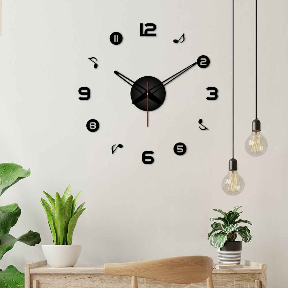 Numbers with Music Symbols Big Size 3D Infinity Wall Clock