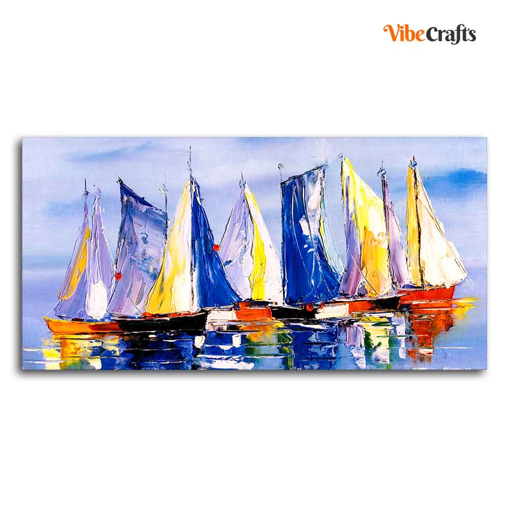 Sailing Boats in Ocean Canvas Wall Painting