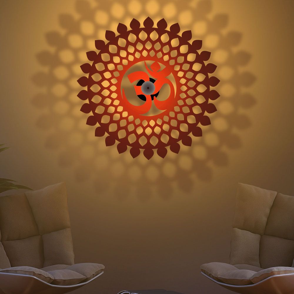 Om with Mandala Pattern Shadow Lamp