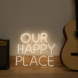 "Our Happy Place" Text Neon LED Light