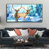 Pair of Deer in Snow Covered Forest Wall Painting