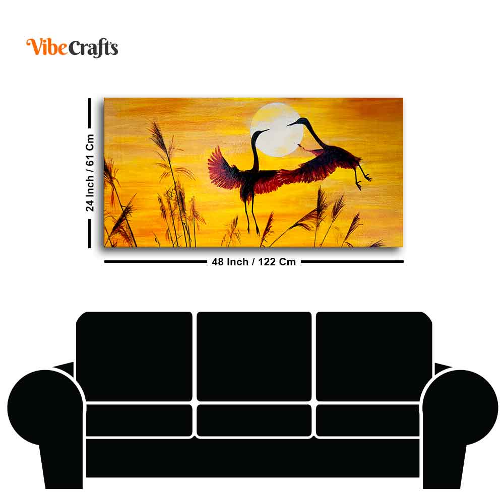 Flying in Sunset Canvas Wall Painting