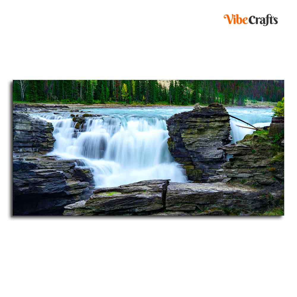 Panoramic Canvas Wall Painting of Amazing Waterfall View