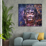 Peaceful Buddha Face Sculpture Wall Painting Three Pieces