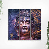 Peaceful Buddha Face Sculpture Wall Painting Three Pieces