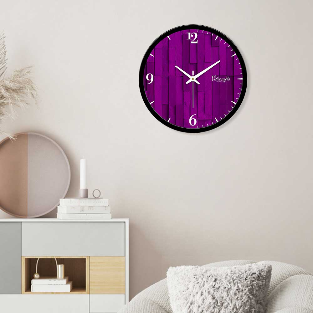 Pink Wooden Texture Printed Designer Wall Clock