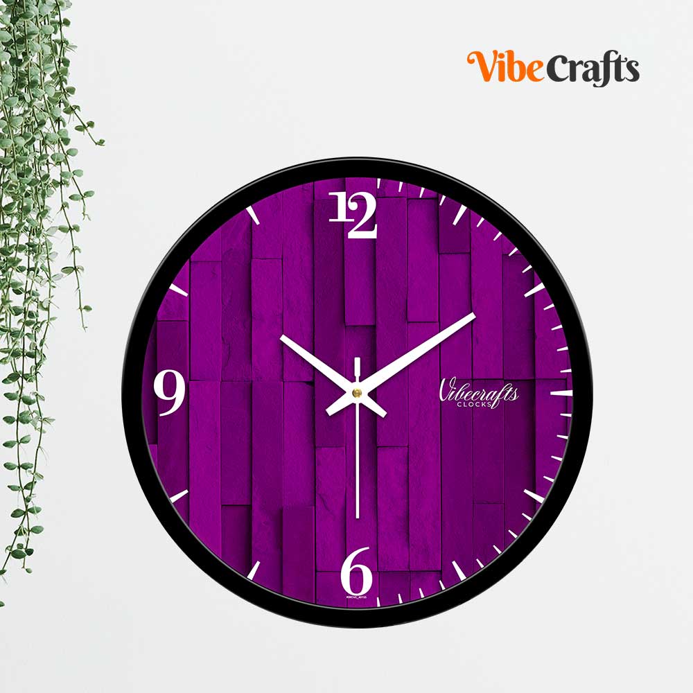 Pink Wooden Texture Printed Designer Wall Clock