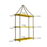 Planter Shelf Wooden Wall Hanging with Rope (Yellow Color)