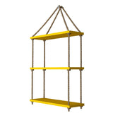 Planter Shelf Wooden Wall Hanging with Rope (Yellow Color)