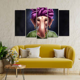 Portrait of Lord Ganesha Canvas Wall Painting Set of Five Pieces