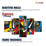 Premium 5 Pieces Wall Painting of Abstract Faces Modern Art
