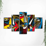 Premium 5 Pieces Wall Painting of Abstract Faces Modern Art