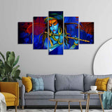 Premium 5 Pieces Wall Painting of Lord Kanha Playing Flute