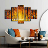 5 Pieces Wall Painting of Sunny Tree Forest
