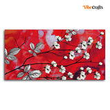 Premium Canvas Abstract Art Painting of White Flowers