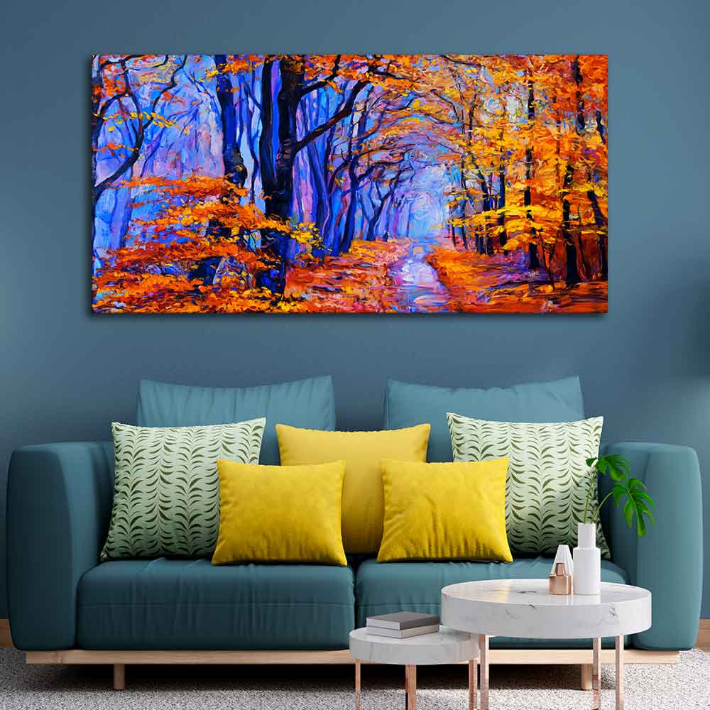 Abstract Art Wall Painting of Forest in Autumn