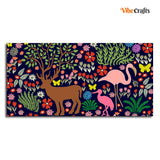 Premium Canvas Folk Art Painting of Animals in Dark Forest