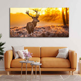 Premium Canvas Painting of Red Deer in Forest at Sunrise