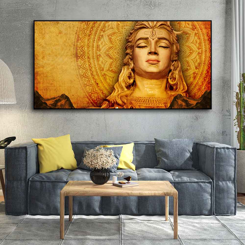 Premium Canvas Spiritual Lord Shiva Wall Painting