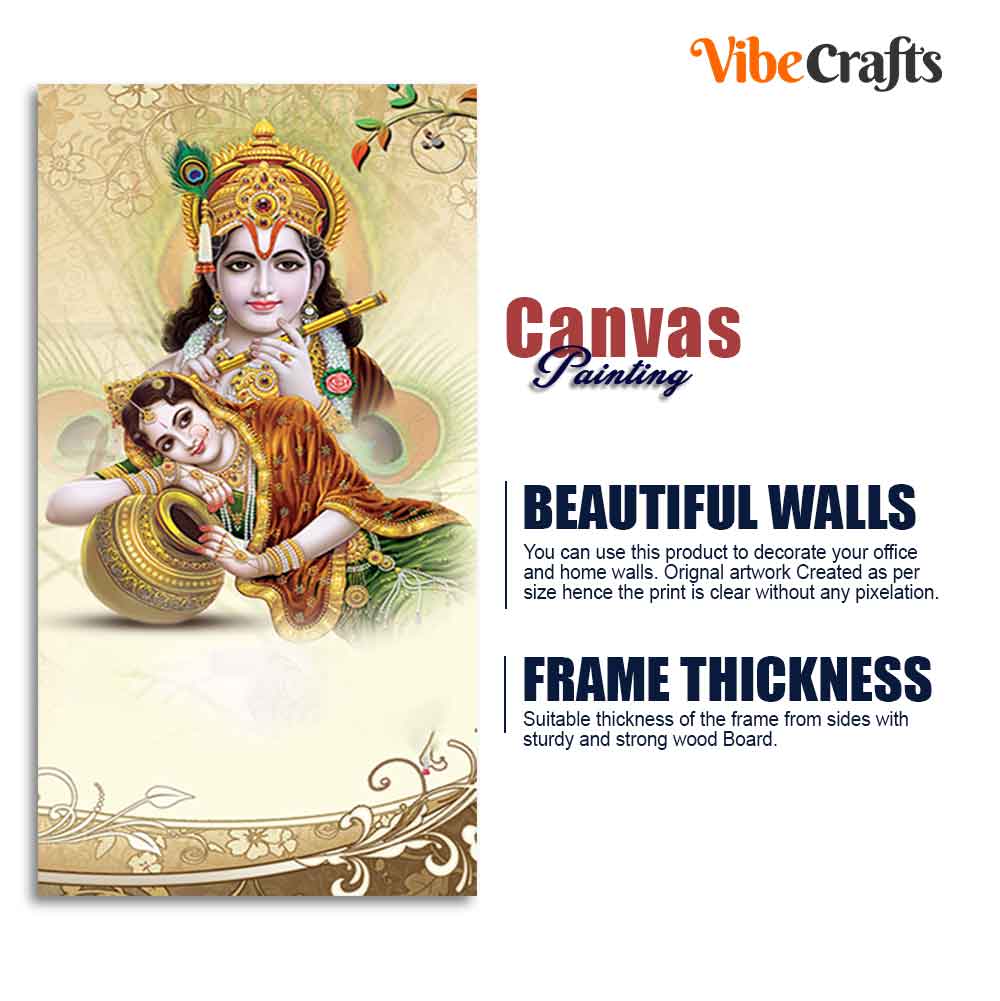 Premium Canvas Vertical Wall Painting of Lord Radha Krishna