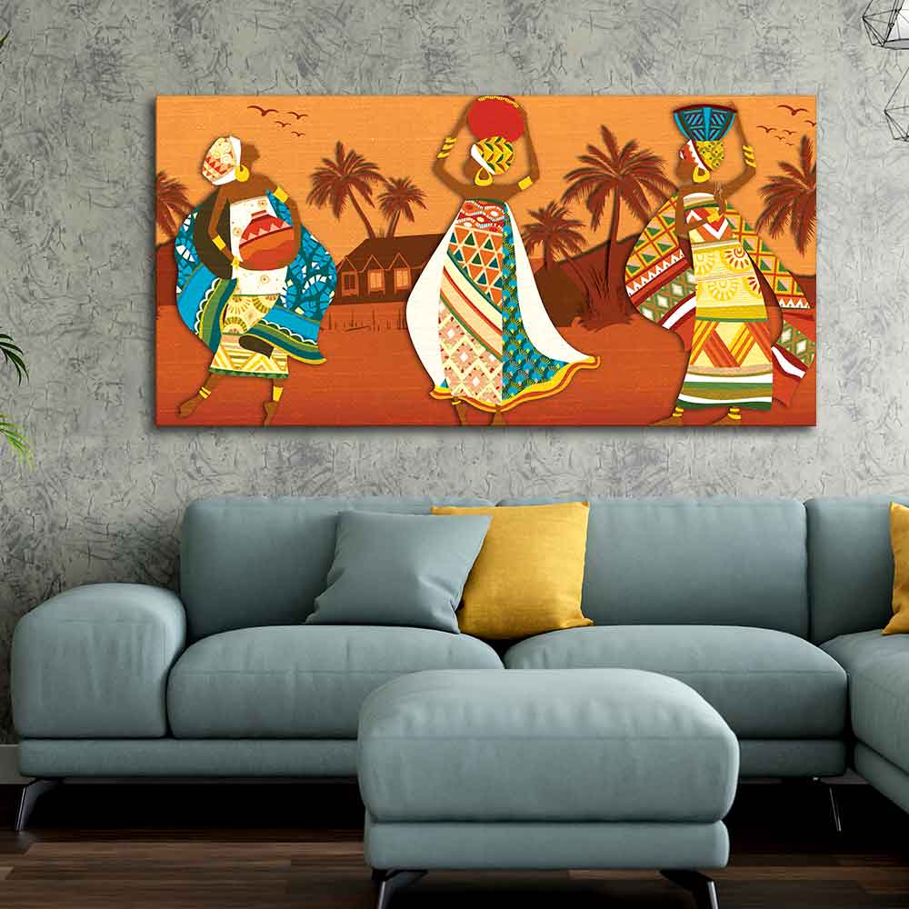 Premium Canvas Wall Painting of African Lady Dancing