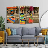 Wall Painting of African Warli Art Set of Five Pieces
