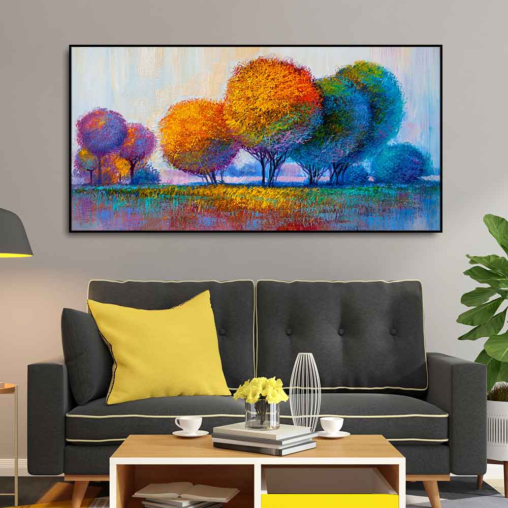 Premium Canvas Wall Painting of Beautiful Colorful Trees