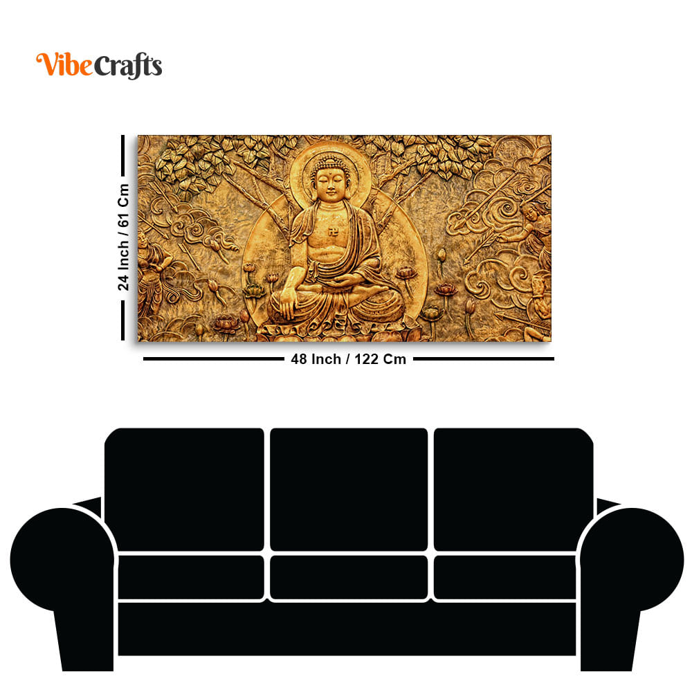 Premium Canvas Wall Painting of Lord Buddha Sculpture