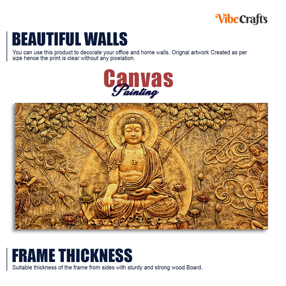 Premium Canvas Wall Painting of Lord Buddha Sculpture