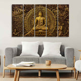 Wall Painting of Lord Gautam Buddha of Five Pieces